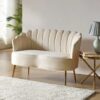 Donata 128cm W Modern Velvet 2 Seat Sofa with Tufted Flower-Shaped Back