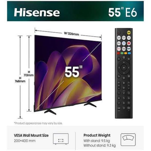 Hisense 55E6QTUK 55-inch 4K UHD LED Smart TV with Freely - Image 2