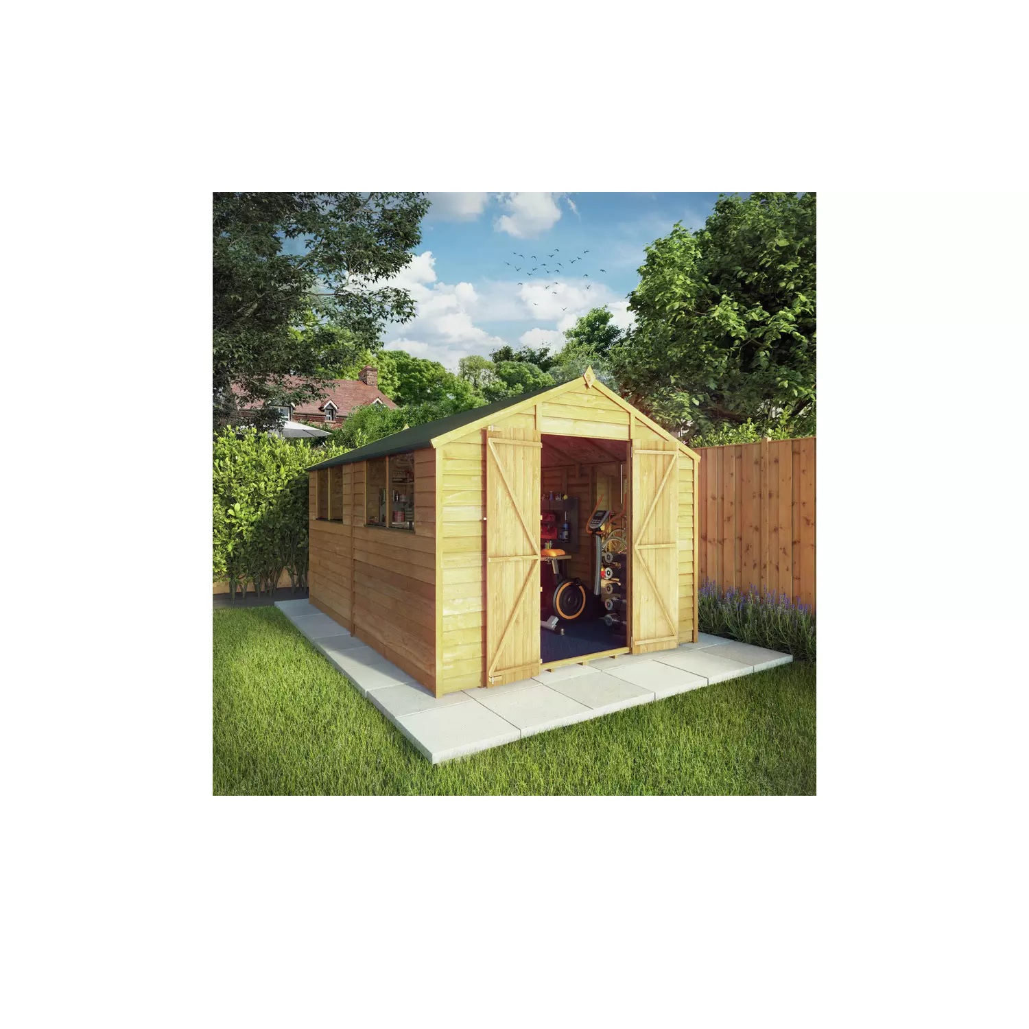 Mercia 12 x 8ft Overlap Timber Apex Shed with Four Windows - Image 2