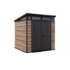 Keter Signature Oak 7 x 7ft Wood-Effect Pent Shed with Six Windows