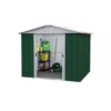 YardMaster 8 x 6ft Cottage Green Metal Shed with Sliding Doors