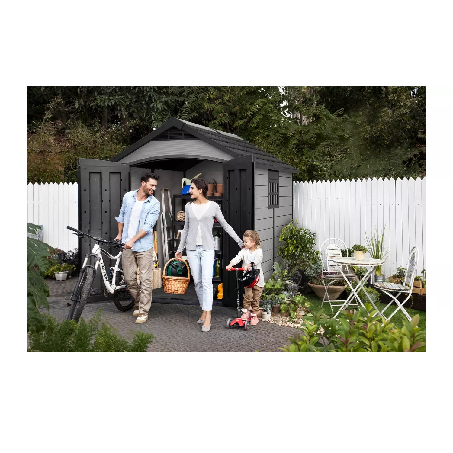 Keter Premier 7.5 x 9ft Double-Wall Apex Shed with Floor and Window - Image 2