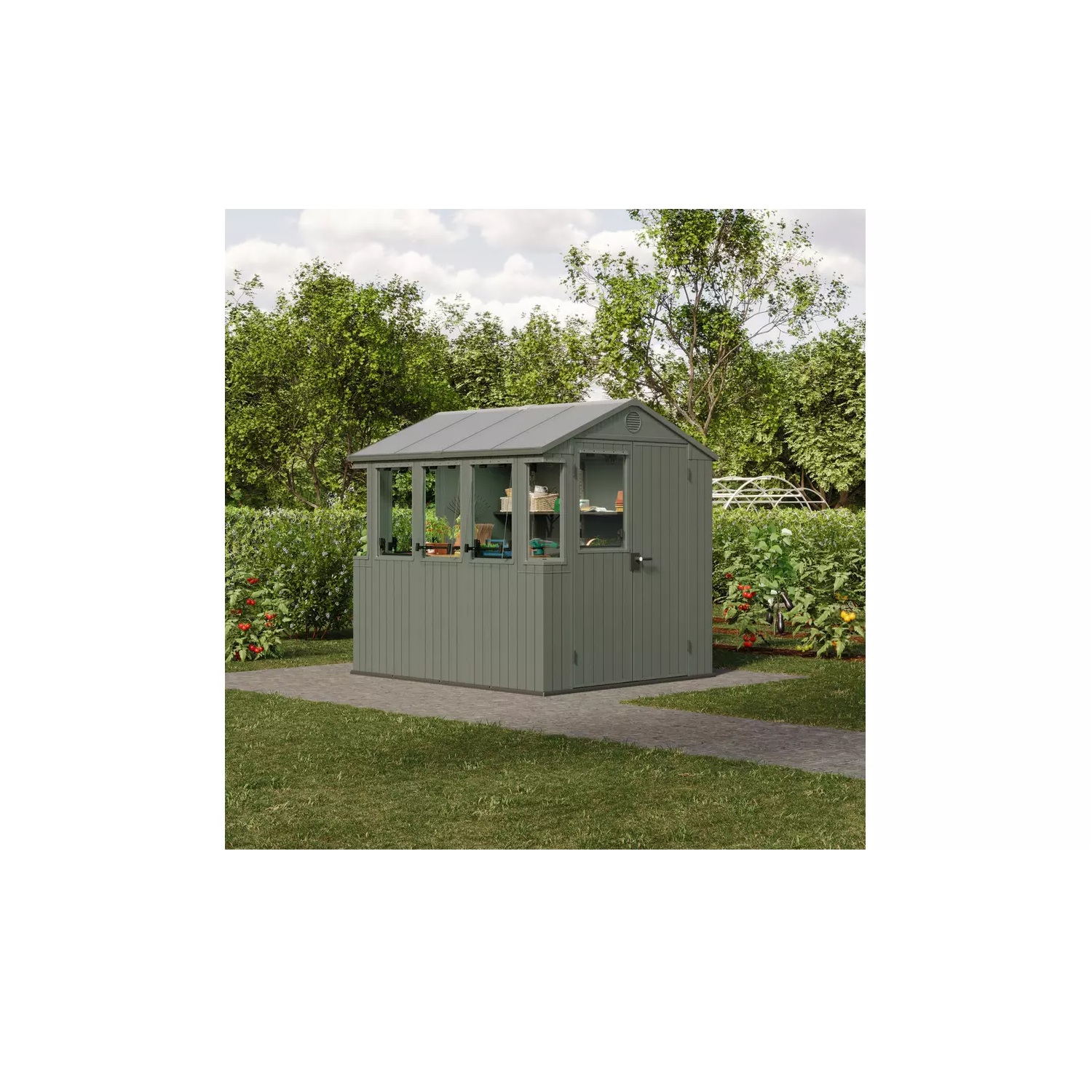 Keter Darwin 6 x 8ft Potting Shed with Shelves and Translucent Roof - Image 2