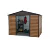 YardMaster 10 x 8ft Woodgrain Metal Windowless Shed with Sliding Doors