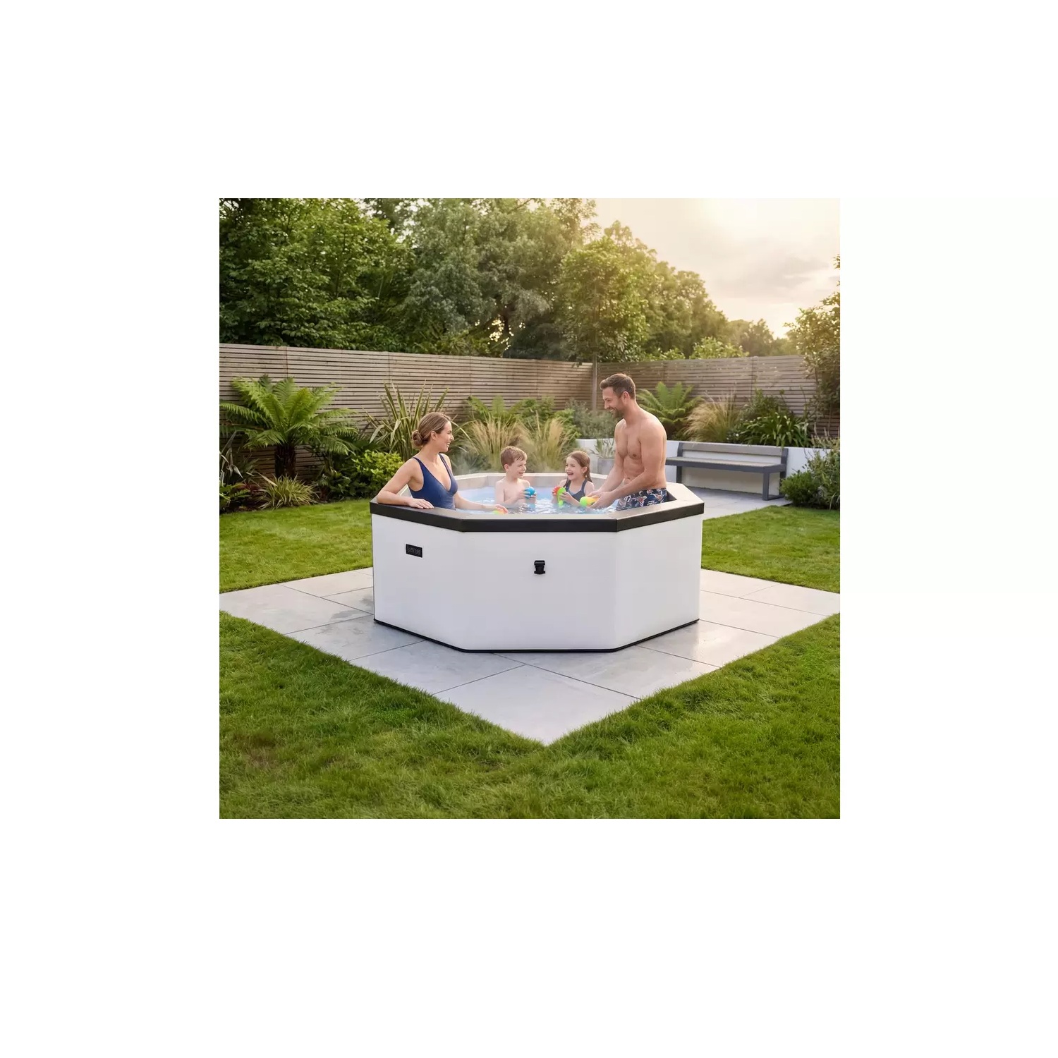 Wave Como 6-Person Eco Foam Octagonal Hot Tub with Integrated Heater, Pebble White - Image 2